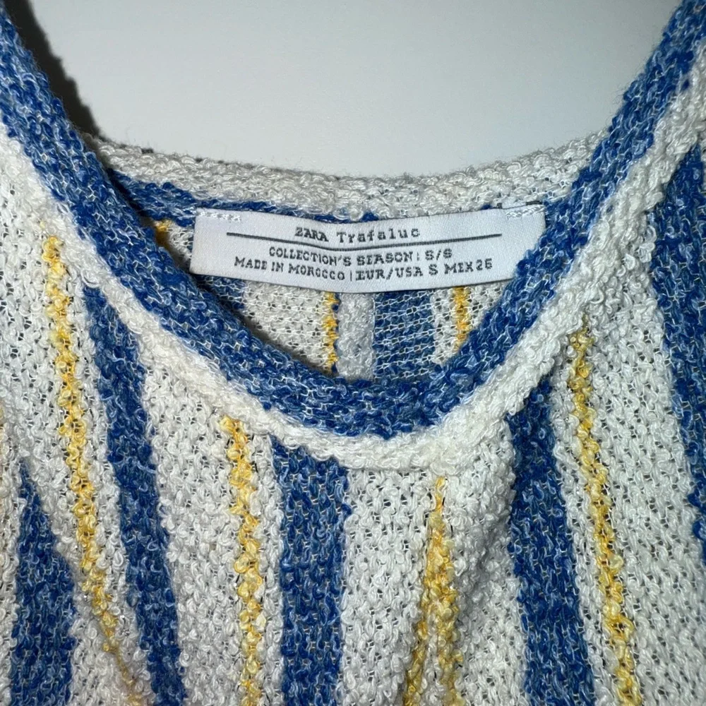 ZARA Striped Blue, Yellow & White Romper - Picture 3 of 3